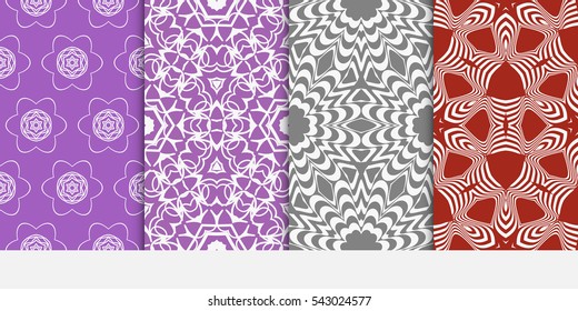 set of Seamless floral geometric background of petals and flowers. Vector illustration. Template for invitation, wallpaper, textile