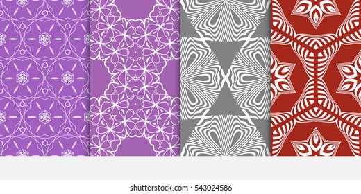 set of Seamless floral geometric background of petals and flowers. Vector illustration. Template for invitation, wallpaper, textile