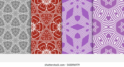 set of Seamless floral geometric background of petals and flowers. Vector illustration. Template for invitation, wallpaper, textile