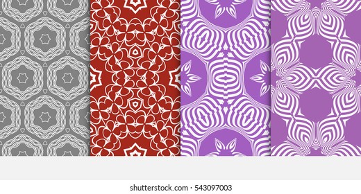 set of Seamless floral geometric background of petals and flowers. Vector illustration. Template for invitation, wallpaper, textile