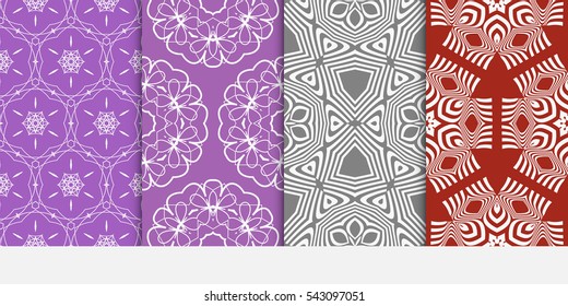 set of Seamless floral geometric background of petals and flowers. Vector illustration. Template for invitation, wallpaper, textile