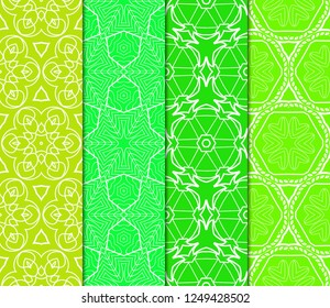 Set Of Seamless Floral Geometric Pattern. For Invitation, Design Wallpaper. Vector Illustration