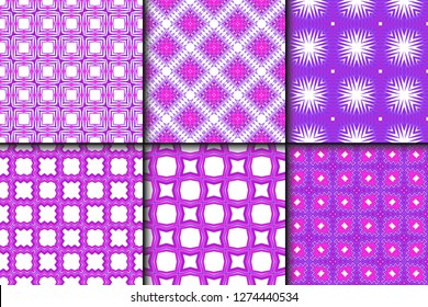 Set Of Seamless Floral Geometric Pattern. For Invitation, Design Wallpaper. Vector Illustration