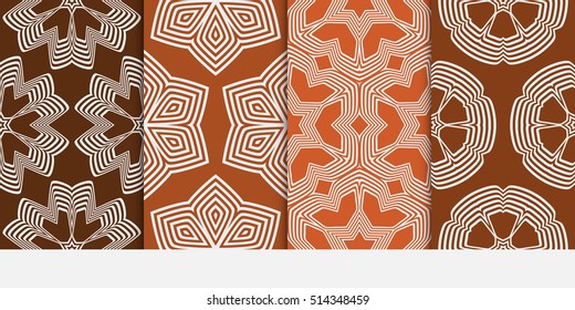 set of seamless floral geometric pattern. brown color. Texture for holiday card, Valentines day, wedding invitation, design wallpaper