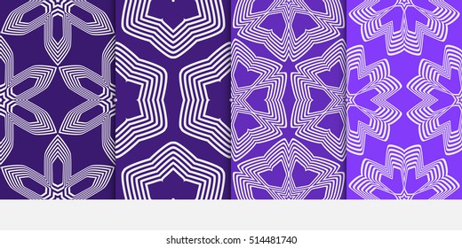 set of seamless floral geometric pattern. purple color. Texture for holiday card, Valentines day, wedding invitation, design wallpaper