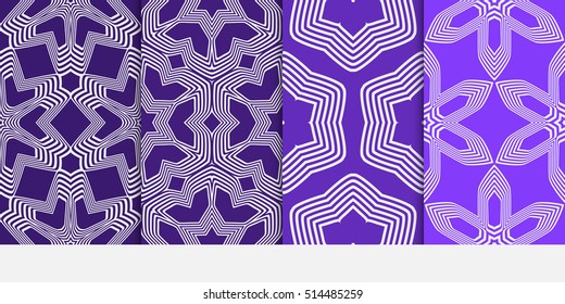 set of seamless floral geometric pattern. purple color. Texture for holiday card, Valentines day, wedding invitation, design wallpaper