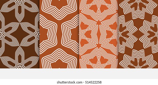 set of seamless floral geometric pattern. brown color. Texture for holiday card, Valentines day, wedding invitation, design wallpaper