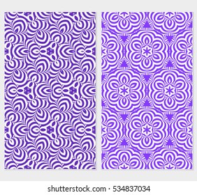 set of seamless floral geometric pattern. For invitation, design wallpaper. Vector illustration. purple color