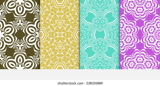 set of seamless floral geometric pattern. For invitation, design wallpaper. Vector illustration.