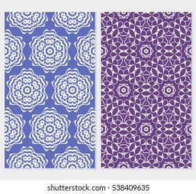 set of seamless floral geometric pattern. For invitation, design wallpaper. Vector illustration. Silver, purple color