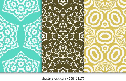 set of seamless floral geometric pattern. For invitation, design wallpaper. Vector illustration.