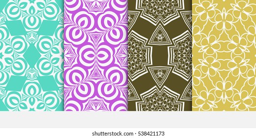 set of seamless floral geometric pattern. For invitation, design wallpaper. Vector illustration.