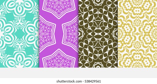 set of seamless floral geometric pattern. For invitation, design wallpaper. Vector illustration.