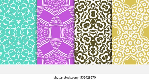 set of seamless floral geometric pattern. For invitation, design wallpaper. Vector illustration.