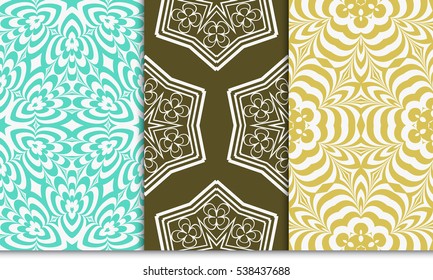 set of seamless floral geometric pattern. For invitation, design wallpaper. Vector illustration.