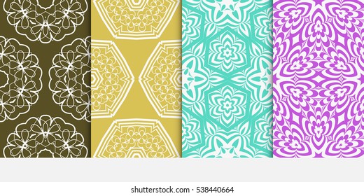 set of seamless floral geometric pattern. For invitation, design wallpaper. Vector illustration.