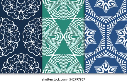 set of seamless floral geometric pattern. For invitation, design wallpaper. Vector illustration.