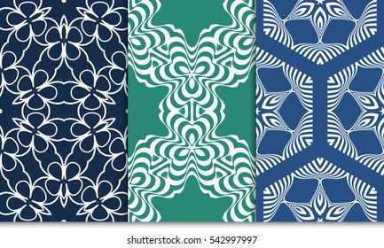 set of seamless floral geometric pattern. For invitation, design wallpaper. Vector illustration.