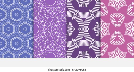 set of Seamless floral geometric pattern. Decorative ornament. Vector illustration. For print, background, wallpaper, invitation