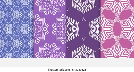 set of Seamless floral geometric pattern. Decorative ornament. Vector illustration. For print, background, wallpaper, invitation