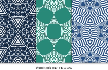 set of seamless floral geometric pattern. For invitation, design wallpaper. Vector illustration.
