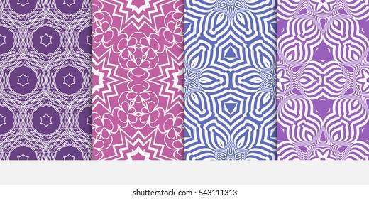 set of Seamless floral geometric pattern. Decorative ornament. Vector illustration. For print, background, wallpaper, invitation