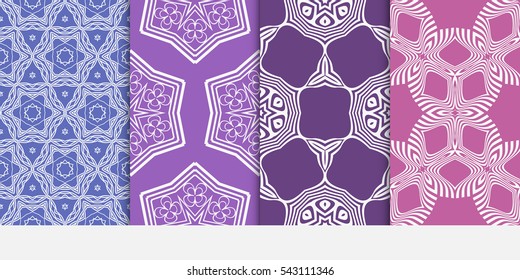 set of Seamless floral geometric pattern. Decorative ornament. Vector illustration. For print, background, wallpaper, invitation