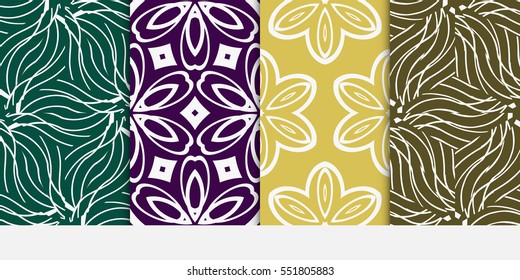 set of seamless floral geometric pattern. For invitation, design wallpaper. Vector illustration.
