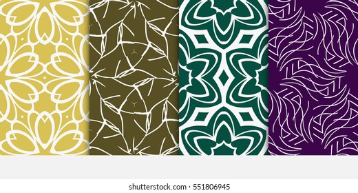 set of seamless floral geometric pattern. For invitation, design wallpaper. Vector illustration.
