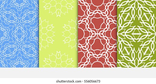 set of seamless floral geometric pattern. For invitation, design wallpaper. Vector illustration.