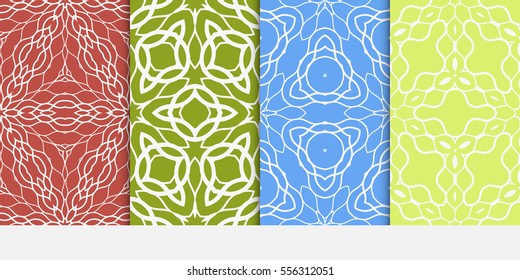 set of seamless floral geometric pattern. For invitation, design wallpaper. Vector illustration.