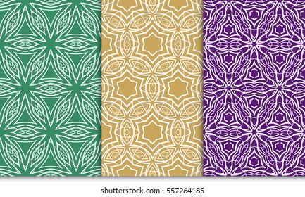 set of seamless floral geometric pattern. For invitation, design wallpaper. Vector illustration.