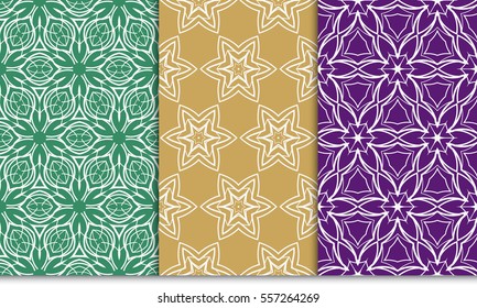 set of seamless floral geometric pattern. For invitation, design wallpaper. Vector illustration.