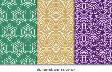 set of seamless floral geometric pattern. For invitation, design wallpaper. Vector illustration.