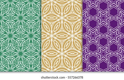 set of seamless floral geometric pattern. For invitation, design wallpaper. Vector illustration.