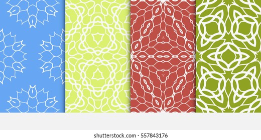 set of seamless floral geometric pattern. For invitation, design wallpaper. Vector illustration.