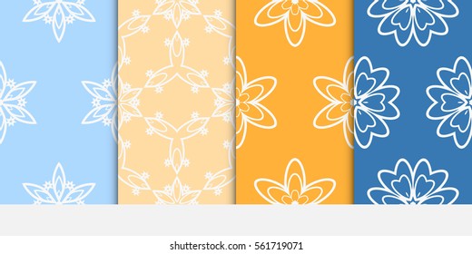 set of seamless floral geometric pattern. For invitation, design wallpaper. Vector illustration.