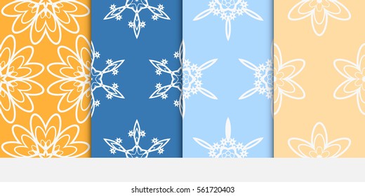 set of seamless floral geometric pattern. For invitation, design wallpaper. Vector illustration.