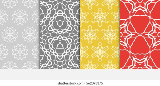 set of seamless floral geometric pattern. For invitation, design wallpaper. Vector illustration.