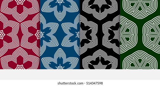 set of seamless floral geometric patterns. color. Texture for holiday cards, Valentines day, wedding invitations, design wallpaper, pattern fills, web page, banner, flyer. Vector illustration