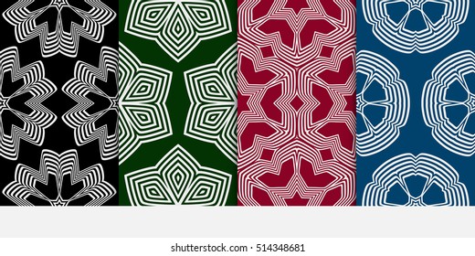 set of seamless floral geometric patterns. color. Texture for holiday cards, Valentines day, wedding invitations, design wallpaper, pattern fills, web page, banner, flyer. Vector illustration