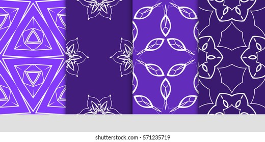 set of seamless floral geometric patterns. Texture for holiday cards, Valentines day, wedding invitations, design wallpaper, pattern fills, web page, banner, flyer. Vector illustration.