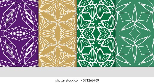 set of seamless floral geometric patterns. Texture for holiday cards, Valentines day, wedding invitations, design wallpaper, pattern fills, web page, banner, flyer. Vector illustration.