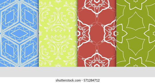 set of seamless floral geometric patterns. Texture for holiday cards, Valentines day, wedding invitations, design wallpaper, pattern fills, web page, banner, flyer. Vector illustration. set of seamless floral geometric patterns. Texture for holiday cards, Valentines day, wedding invitations, design wallpaper, pattern fills, web page, banner, flyer. Vector illustration.