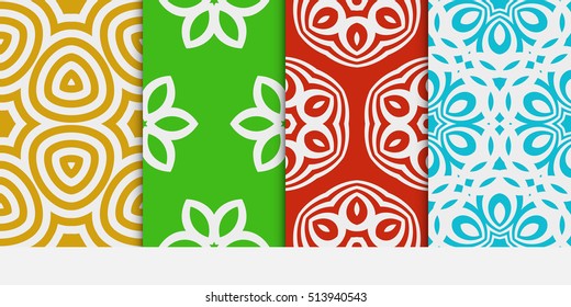 Set of seamless floral multi color pattern. geometric ornament. Flower style. Vector illustration. Texture for design
