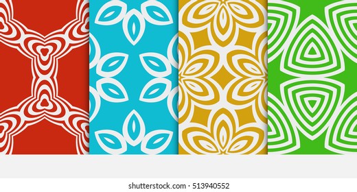 Set of seamless floral multi color pattern. geometric ornament. Flower style. Vector illustration. Texture for design