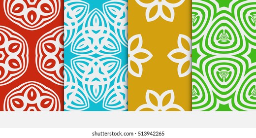 Set of seamless floral multi color pattern. geometric ornament. Flower style. Vector illustration. Texture for design