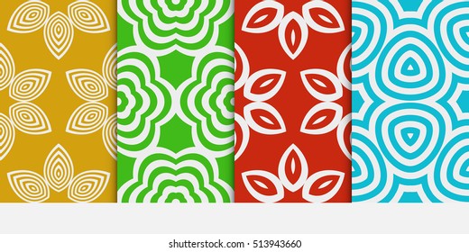 Set of seamless floral multi color pattern. geometric ornament. Flower style. Vector illustration. Texture for design