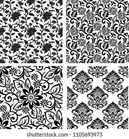 Set of seamless floral pattern