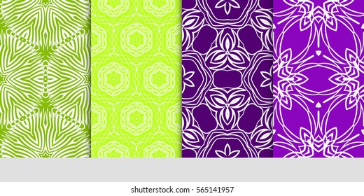 set of seamless floral pattern. abstract geometry flower. vector illustration. interior decoration, wallpaper, presentation, fashion design